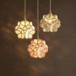 Nordic Pétale Forme Pendentif Lampe En Verre Soufflé À La Main Et En Laiton Lampe Suspendue Simple Tête E27 Plafonnier Luminaire