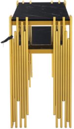 Table d'appoint  moderne 128 x 44 x 80 cm, console, corps avec pieds dorés, MDF double couche – Image 5