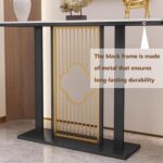 Console d’entrée moderne – Table de canapé étroite en faux marbre avec cadre en métal – Image 3