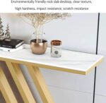 Table Console Table Console Moderne, Table de canapé géométrique de 31,4 Pouces, avec Plateau en marbre et Base en méta – Image 2