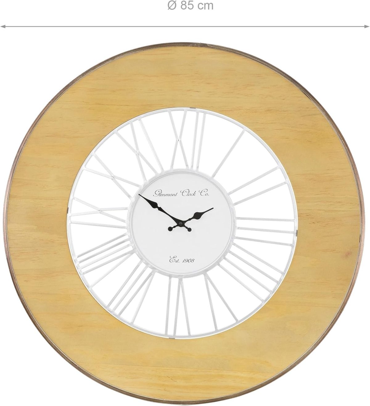 DESIGN – Grande Horloge Murale XXL Alfheim, Bois & Métal, Style Vintage Rétro avec Chiffres Romains – Image 1