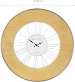 DESIGN – Grande Horloge Murale XXL Alfheim, Bois & Métal, Style Vintage Rétro avec Chiffres Romains