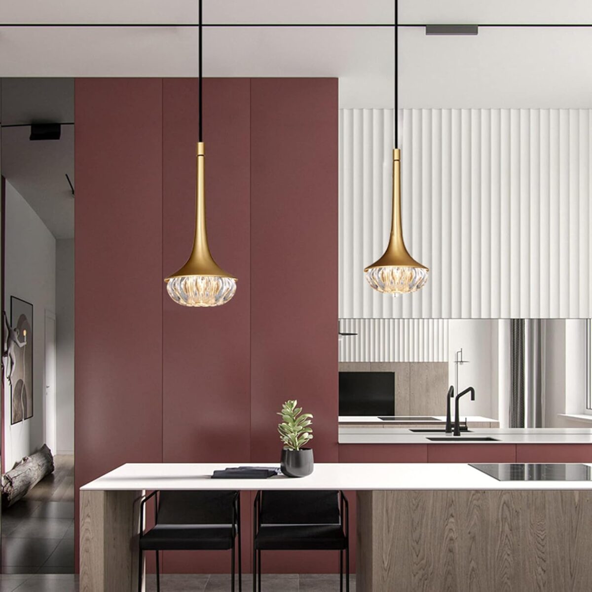 Moderne G9 Lustre En Cristal De Luxe Cuivre Pendentif Éclairage - Suspension Lampe Nordique Loft – Image 4