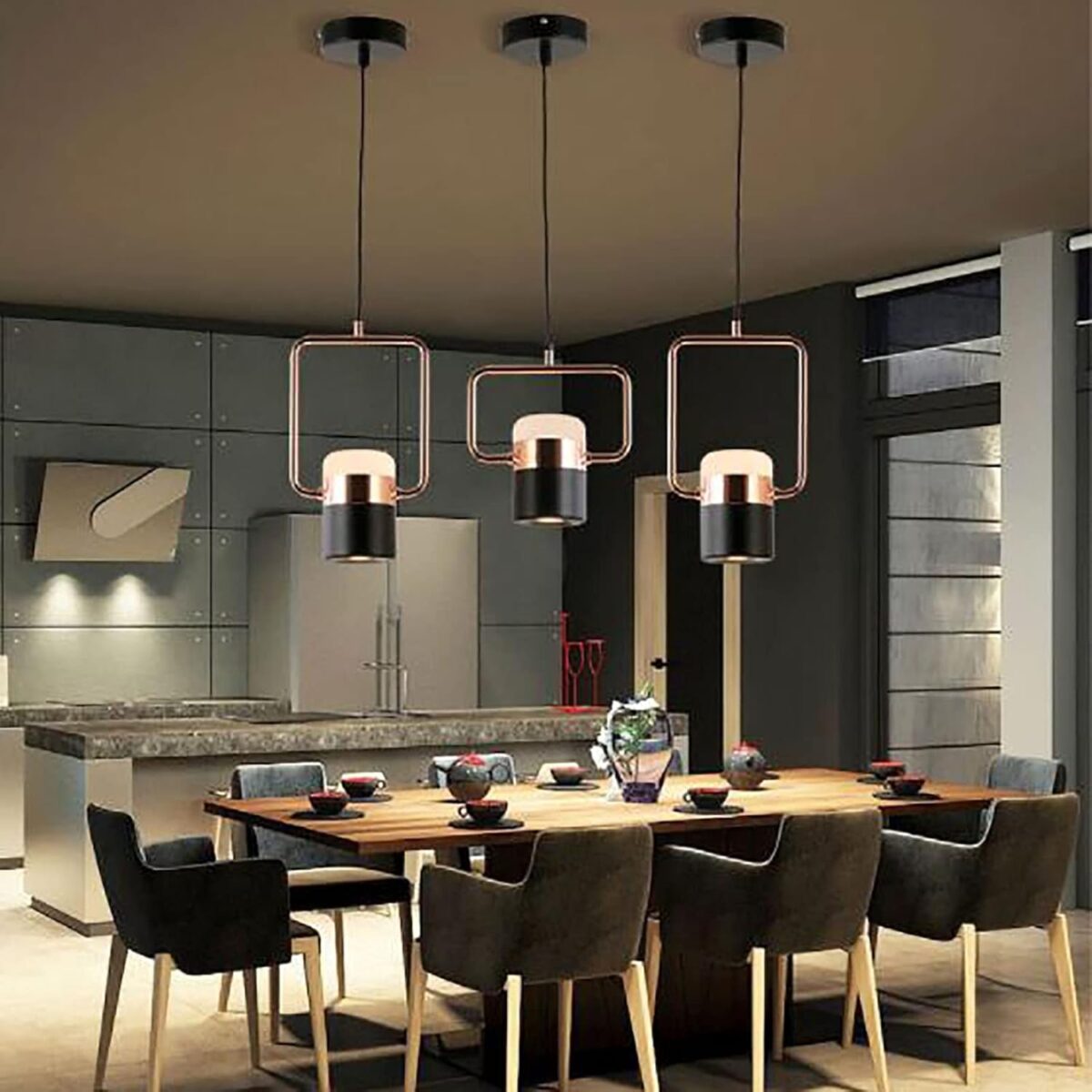 Rotation Led Lustre Rectangulaire Restaurant Studio Lampe Lustre Table à Manger,Lumière De Plafond Pour Bar Table Restaurant, – Image 3