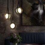 Suspension en verre gris fumé, mini suspension boule LED, lampe suspendue semi-encastrée, hauteur réglable – Image 5
