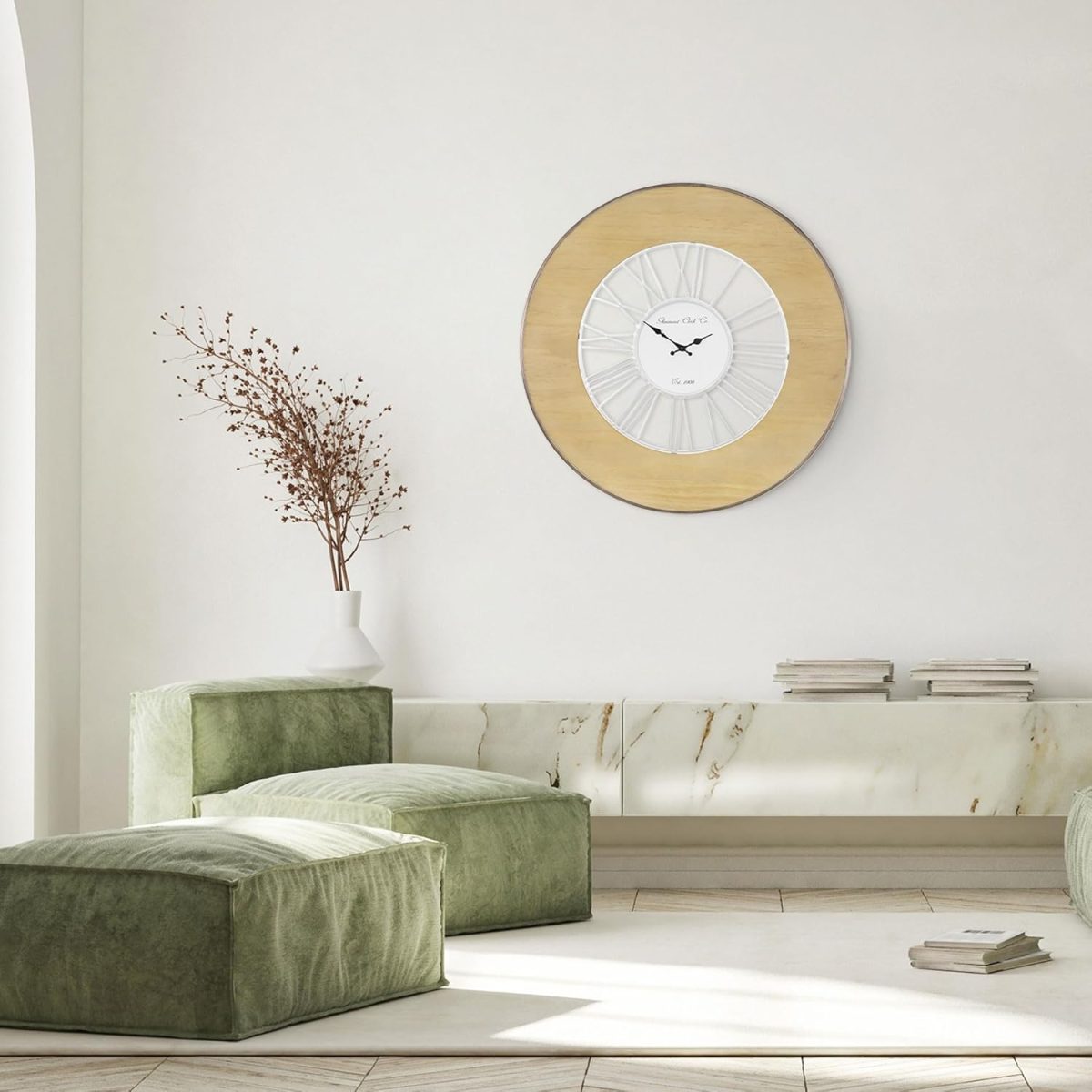 DESIGN – Grande Horloge Murale XXL Alfheim, Bois & Métal, Style Vintage Rétro avec Chiffres Romains – Image 2