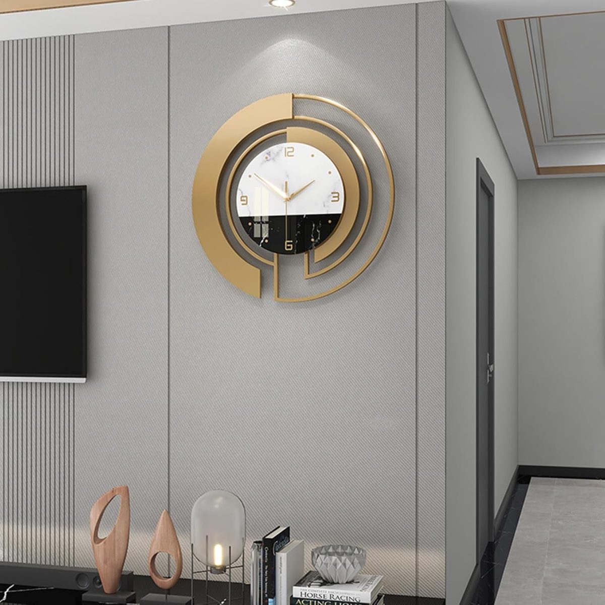 Horloges murales en métal pour décoration de salon, grande horloge murale décorative moderne, fonctionne à piles – Image 3