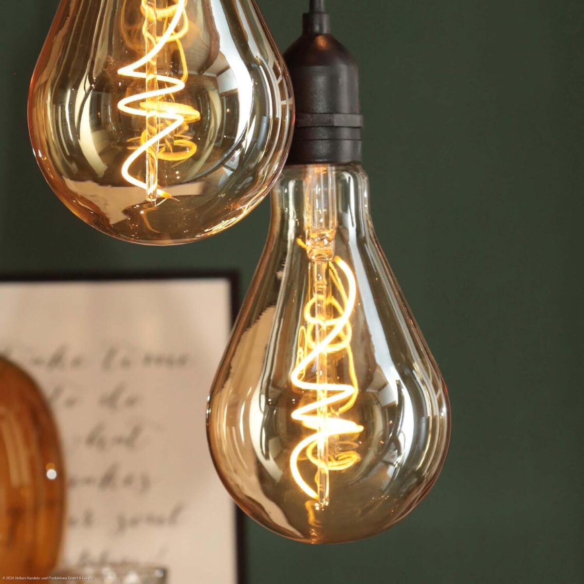 Lampe suspendue avec batterie et télécommande, ampoule dorée avec batterie, lampe suspendue rétro à intensité variable, lampe... – Image 1