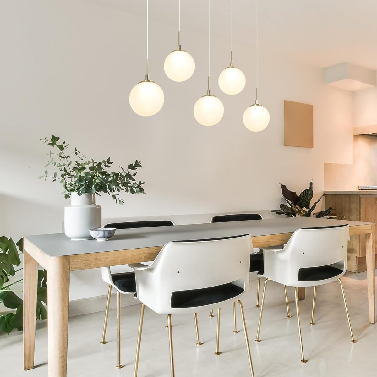 Lustre doré, lustres modernes pour salle à manger, éclairage suspendu linéaire à LED – Image 3