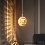 Lampe Pendante LED Abat-Jour Boule de Cristal 3D Suspension Luminaire Tricolore