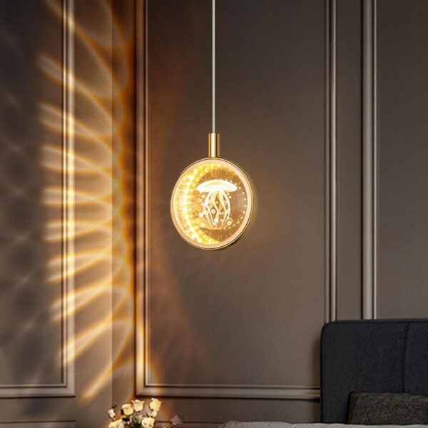 Lampe Pendante LED Abat-Jour Boule de Cristal 3D Suspension Luminaire Tricolore