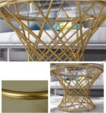 Table Basse créativeTable d'appoint en Fer forgé, Plateau en Verre trempé Transparent, Design Creux avec Cadre de Table – Image 4