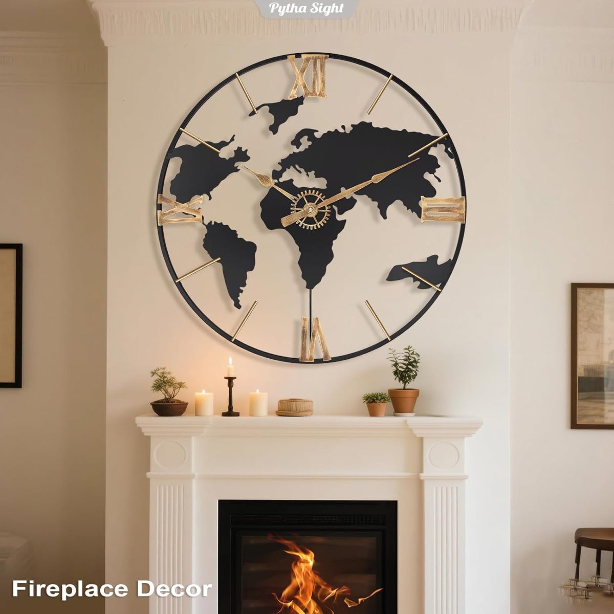grande horloge murale de 61 cm au style moderne séduit par son design raffiné et son cadre en métal doré – Image 4