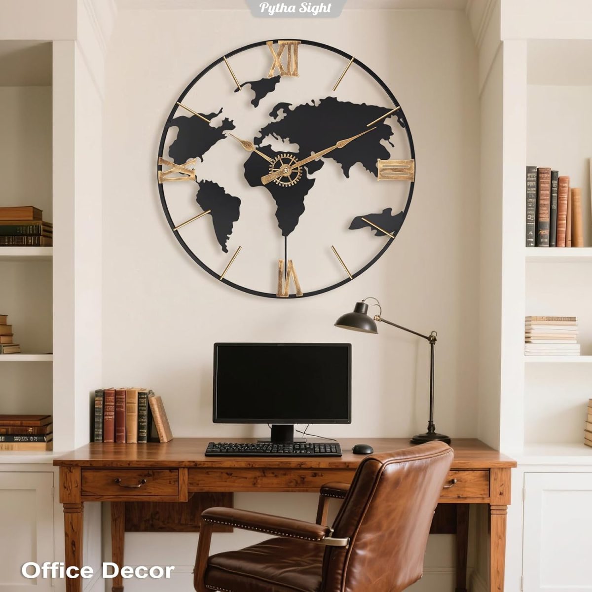 grande horloge murale de 61 cm au style moderne séduit par son design raffiné et son cadre en métal doré – Image 2
