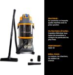 Aspirateur spécial plâtre 1400 W – Eau & poussière – Cuve inox 40 + 40 L – Modèle FAP1440 – Image 5