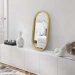 Americanflat Miroir Mural Ovale Doré Décoration Murale pour Salle de Bain, Salon, Chambre avec Cadre Large, Arrondi, Moderne et Fixation Verticale – Image 4