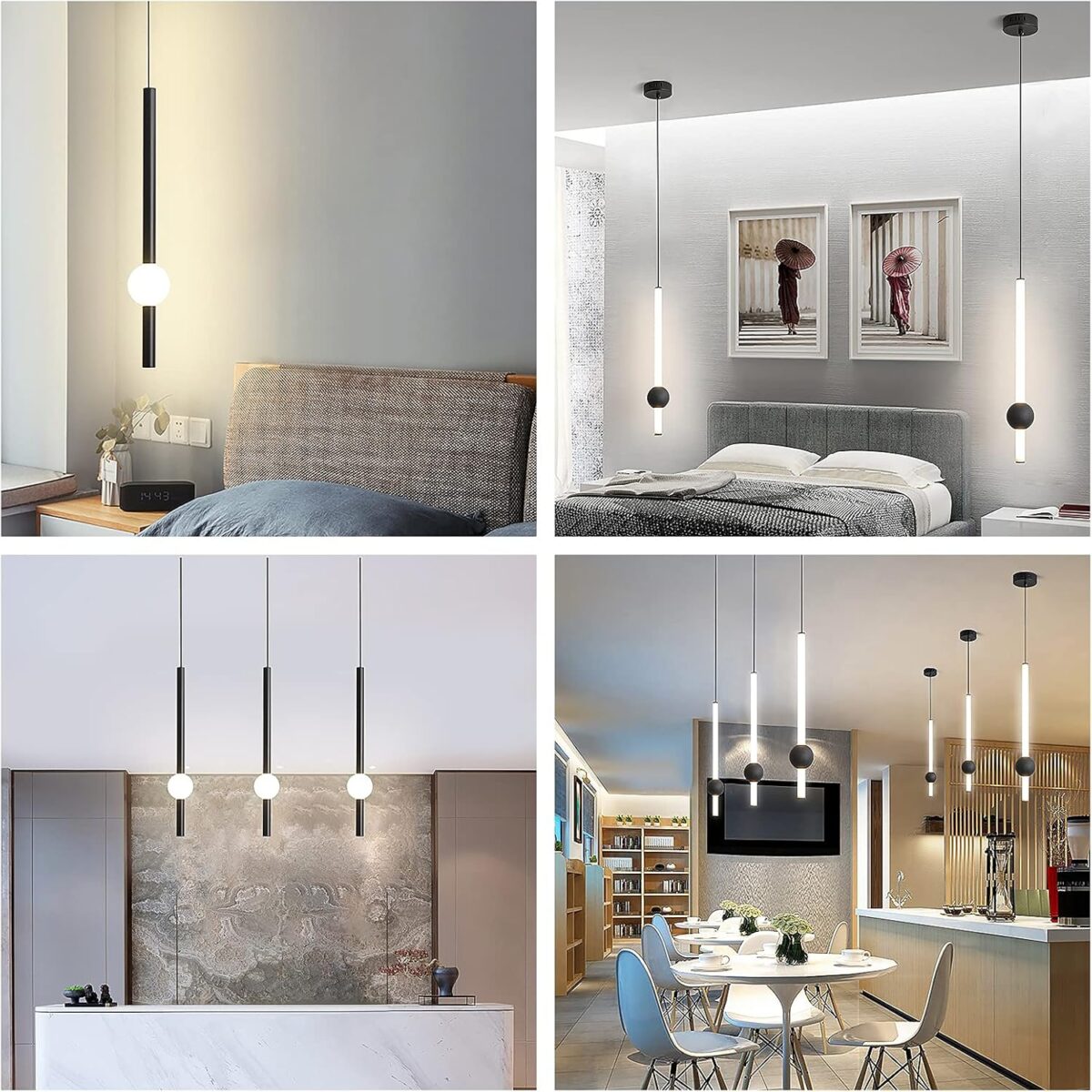 Plafonniers, lampes à suspension de chevet modernes pour chambres à coucher; plafonnier à LED avec anneau en métal créatif – Image 3