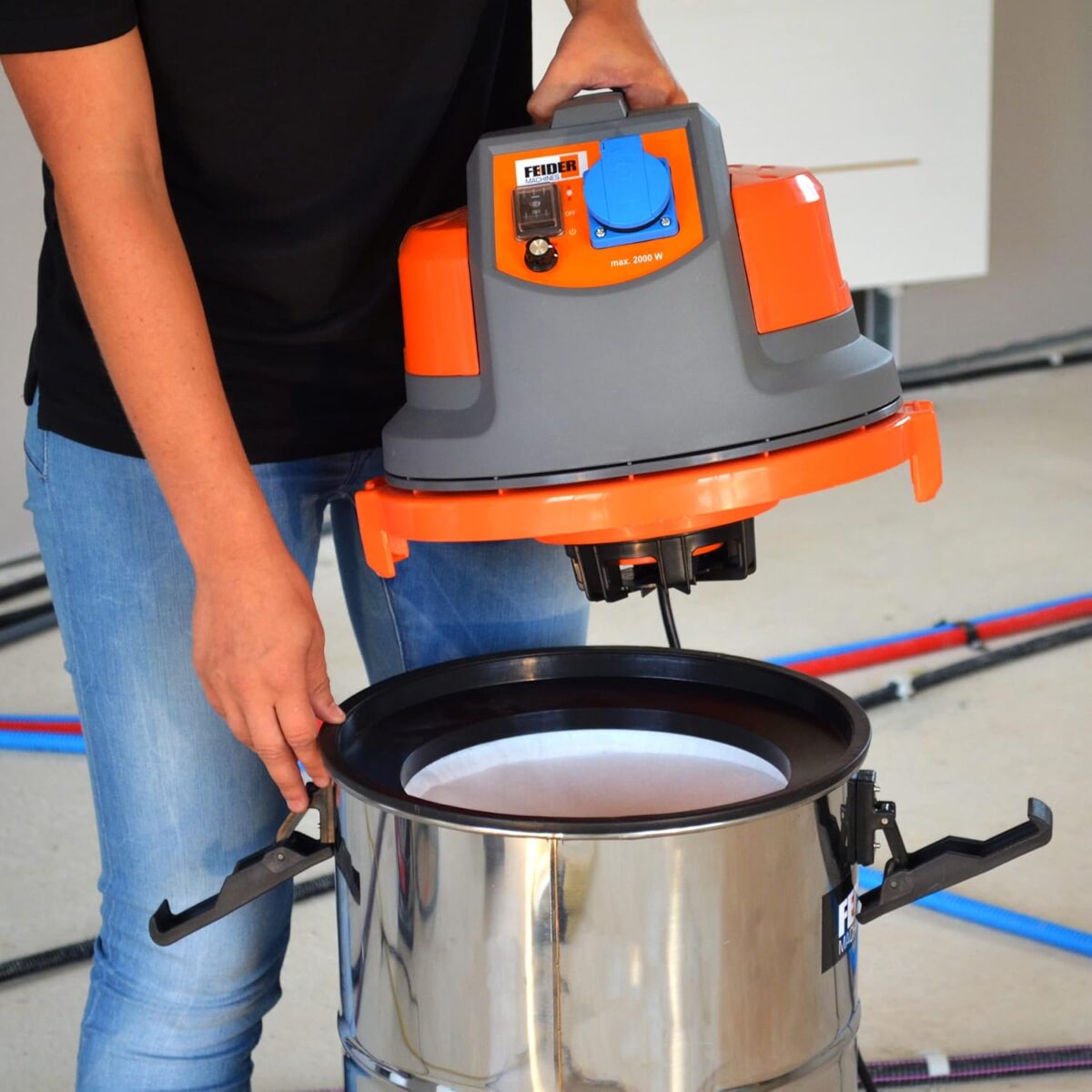 Aspirateur spécial plâtre 1400 W – Eau & poussière – Cuve inox 40 + 40 L – Modèle FAP1440 – Image 3