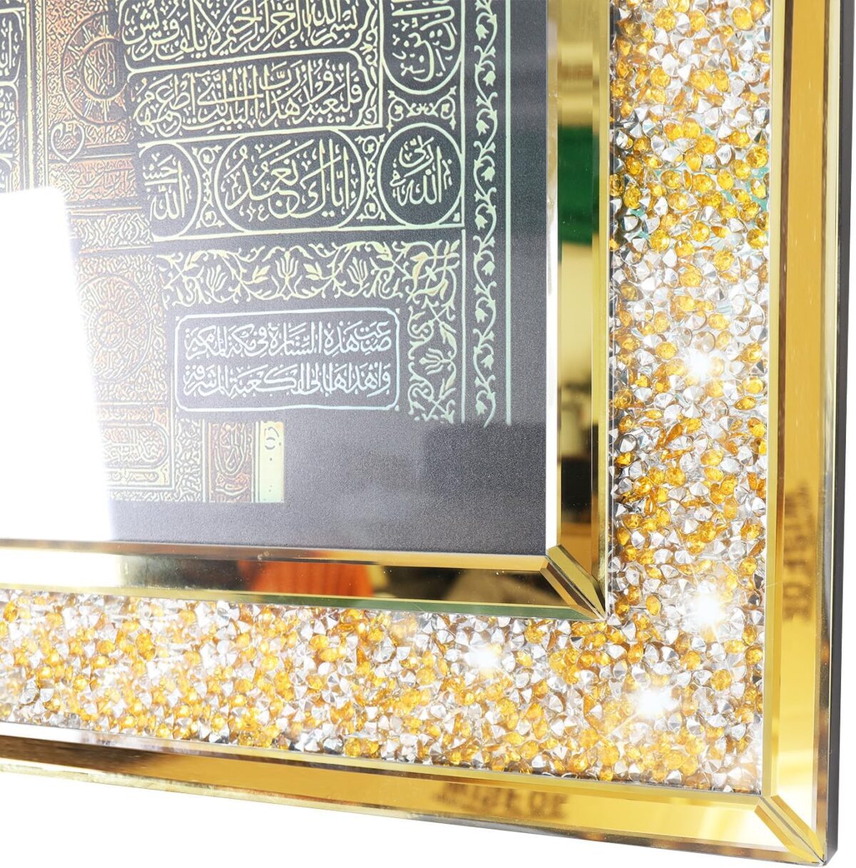 Décoration murale Makkah Kaaba avec diamants en cristal concassé scintillants Miroir mural intégré pour salle de prière... – Image 2