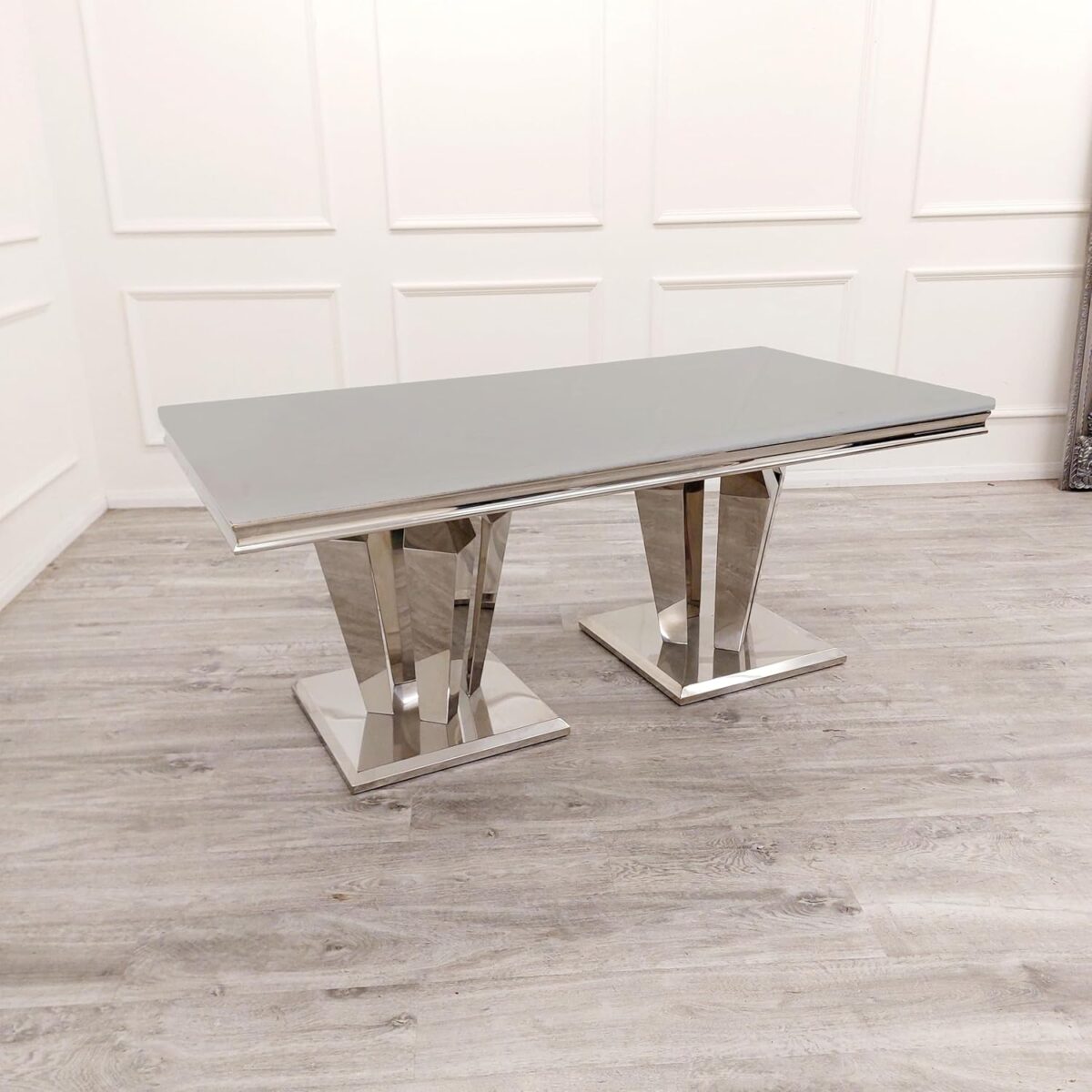 Table à manger rectangulaire et fixe en acier inoxydable - FONTAINE – Image 2