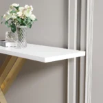 Console étroite blanche et dorée en métal – Image 2