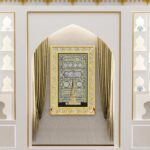 Décoration murale Makkah Kaaba avec diamants en cristal concassé scintillants Miroir mural intégré pour salle de prière...