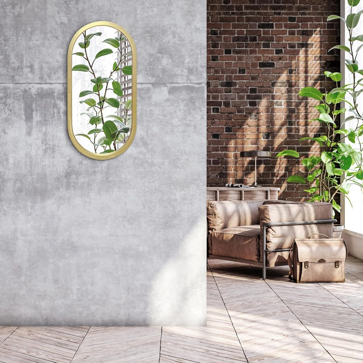 Americanflat Miroir Mural Ovale Doré Décoration Murale pour Salle de Bain, Salon, Chambre avec Cadre Large, Arrondi, Moderne et Fixation Verticale – Image 3