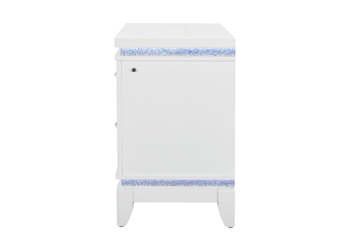 TABLE DE CHEVET ALINA BLANCHE AVEC LED ET USB – Image 2