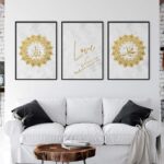 Amour Islamique Citations Mur Art Toile Affiche Simple Musulman Imprimer Minimaliste Moderne Or Maison Décorative – Image 2