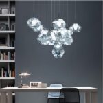 Art Métal Miroir Verre Lustre Nordique Simple Créatif Verre E27 Suspension – Image 4