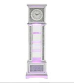 Horloge grand-père Acme Noralie, cadre en bois, LED, miroir et strass