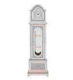 Horloge grand-père Acme Noralie, cadre en bois, LED, miroir et strass