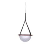 Lustre au design nordique, abat-jour géométrique en verre, lustre simple avec décoration en cuir
