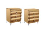 Commode 3 Tiroirs en Miroir Doré – Meuble de Rangement Chic et Moderne avec Pieds Argentés – Image 3