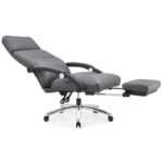 Chaise de bureau ergonomique à dossier haut, pivotante à 360°, hauteur réglable, tissu en lin – Image 2