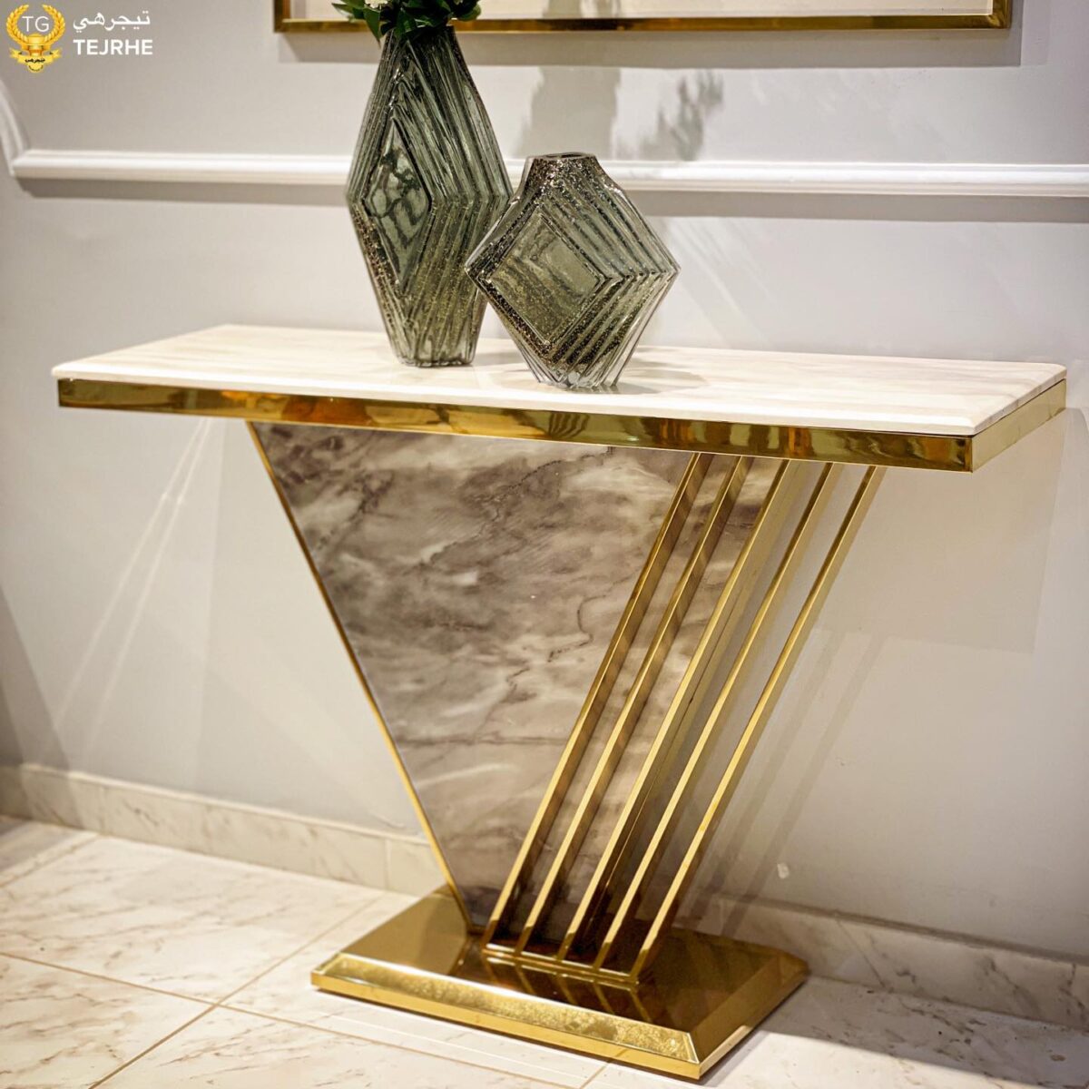 Console de Table en fer forgé moderne - meuble de maison - Table d'entrée - lampe de luxe, haut de gamme – Image 4