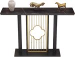 Console d’entrée moderne – Table de canapé étroite en faux marbre avec cadre en métal