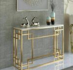 Console en acier inoxydable PVD avec motif à carreaux - dorée – Image 6