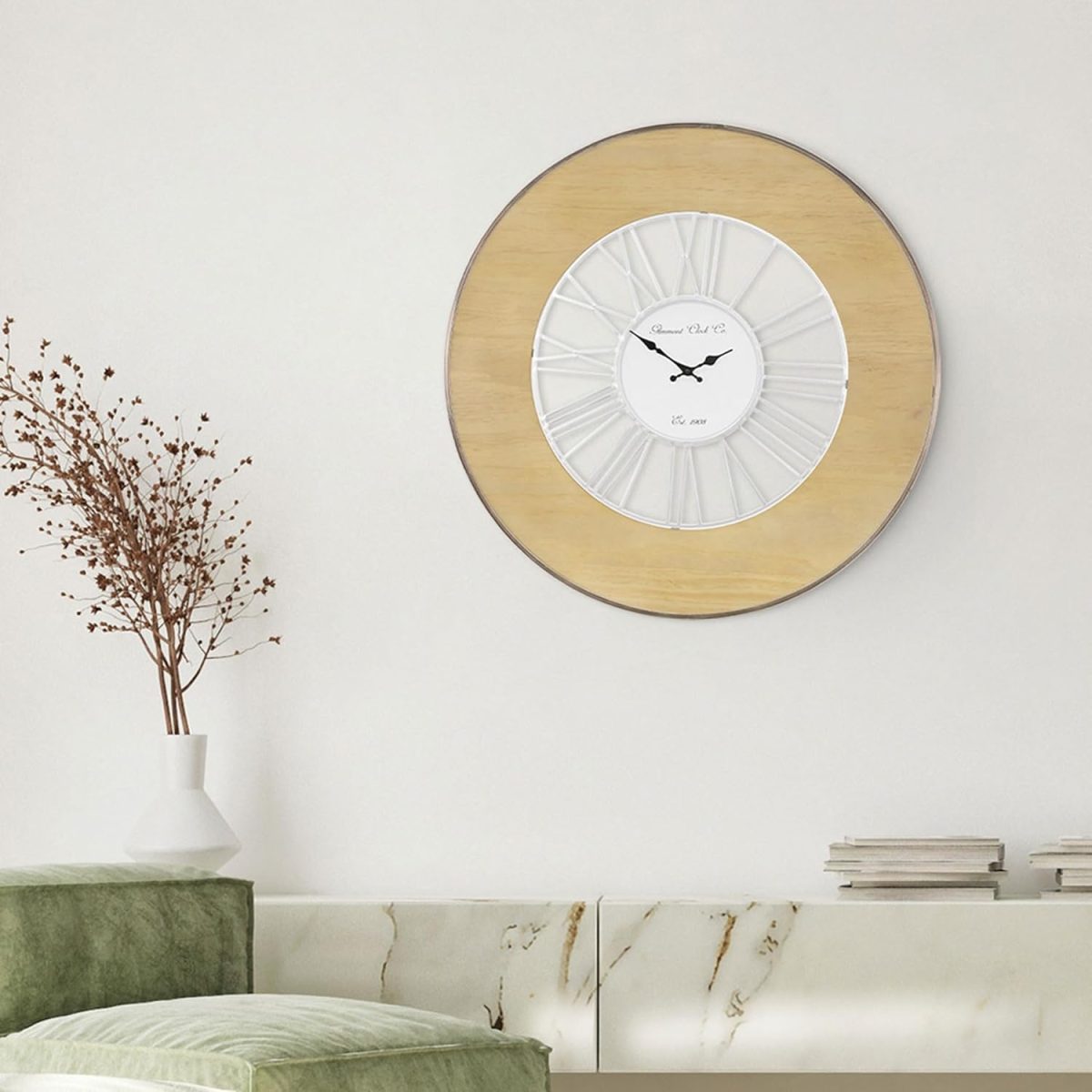DESIGN – Grande Horloge Murale XXL Alfheim, Bois & Métal, Style Vintage Rétro avec Chiffres Romains – Image 6