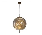 Éclairage Suspendu pour Îlot De Cuisine Globe Lampes Suspendues en Verre Ambré Moderne 24W LED Luminaire Suspendu
