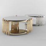 Meubles ronds de table basse de salon d'acier inoxydable de haute couture en or ou argent – Image 2