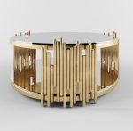Meubles ronds de table basse de salon d'acier inoxydable de haute couture en or ou argent – Image 4