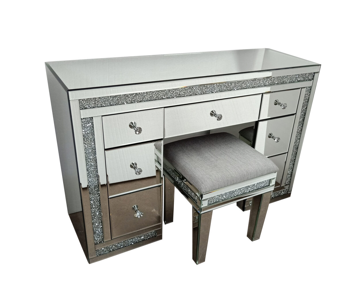 Table d'écriture avec miroir et diamants écrasés, pour bureau, coiffeuse – Image 4