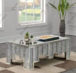 Table basse avec miroir, diamant en écrasé, de luxe moderne, Table basse – Image 5