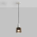 Lampe à suspension en marbre avec abat-jour en verre cognac, mini luminaire suspendu