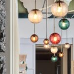 Lampe suspendue en verre globe à 1 lumière, lampe suspendue en verre moderne, lampe suspendue vintage de couleur – Image 2