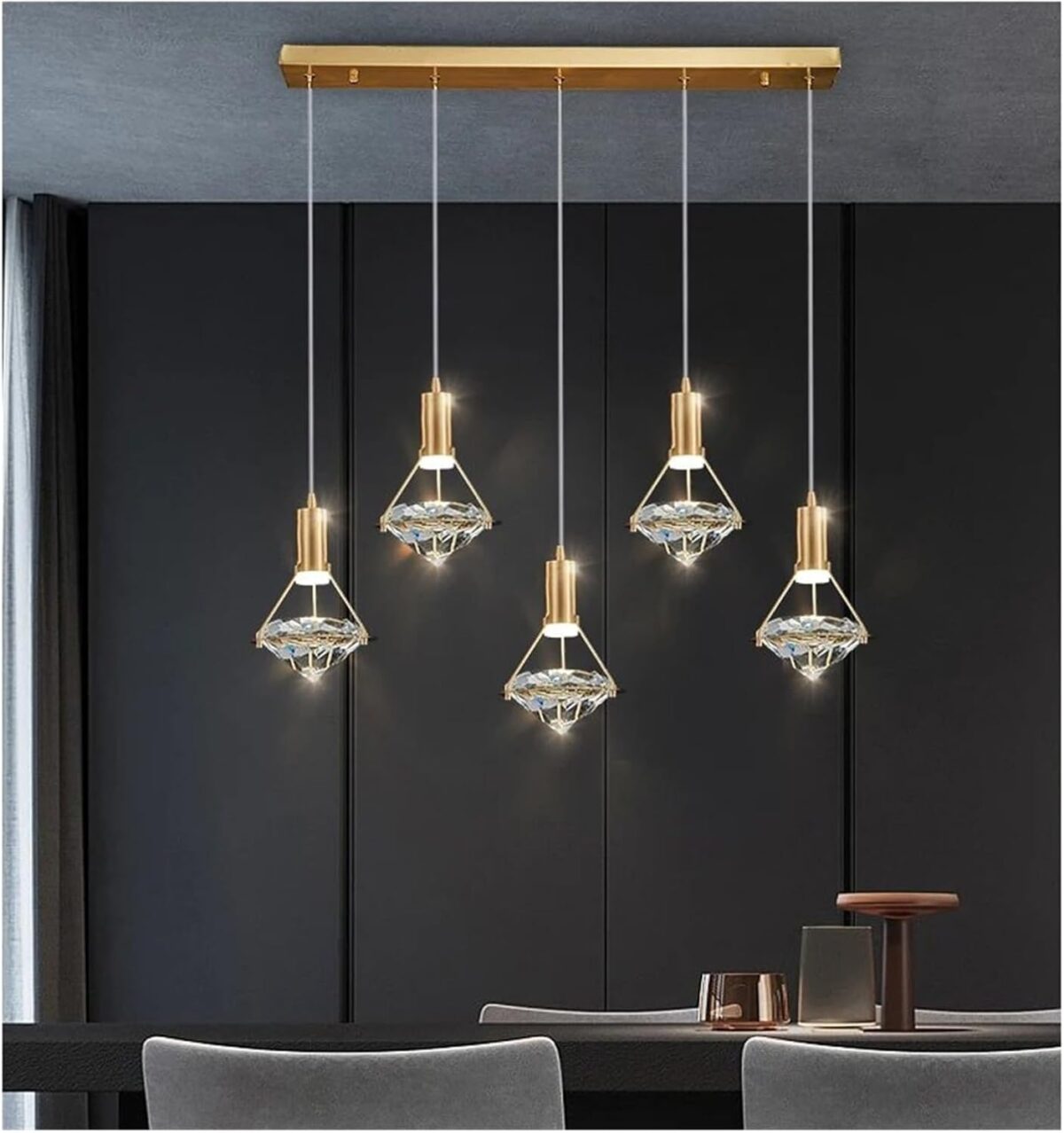Luminaire suspendu en cristal moderne réglable en hauteur, compatible – Image 6