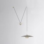 Lustre en miroir-poulie suspendu de haut en bas, design à défilement, plafonnier, ornickel
