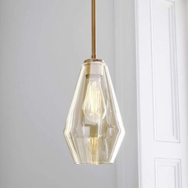 Lustre industriel moderne vintage E27E26 avec abat-jour en verre transparent soufflé à la main