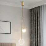 Lustre minimaliste MayNuo 14 W, verre blanc mat, luminaire moderne du milieu du siècle à 2 lumières avec finition en laiton brossé – Image 5